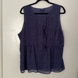 Gap Indigo Purple Blue Leopard Print Sleeveless Blouse Top